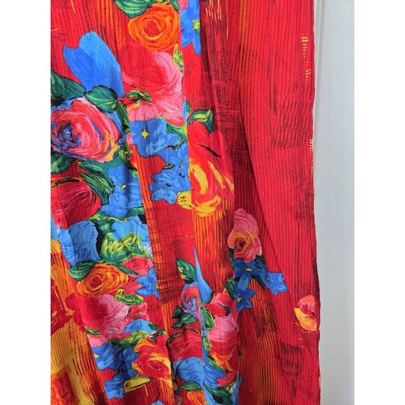 Jams World Tropical Floral Print Rayon Midi Colorful Retro Sundress, Size Medium - Picture 11 of 12